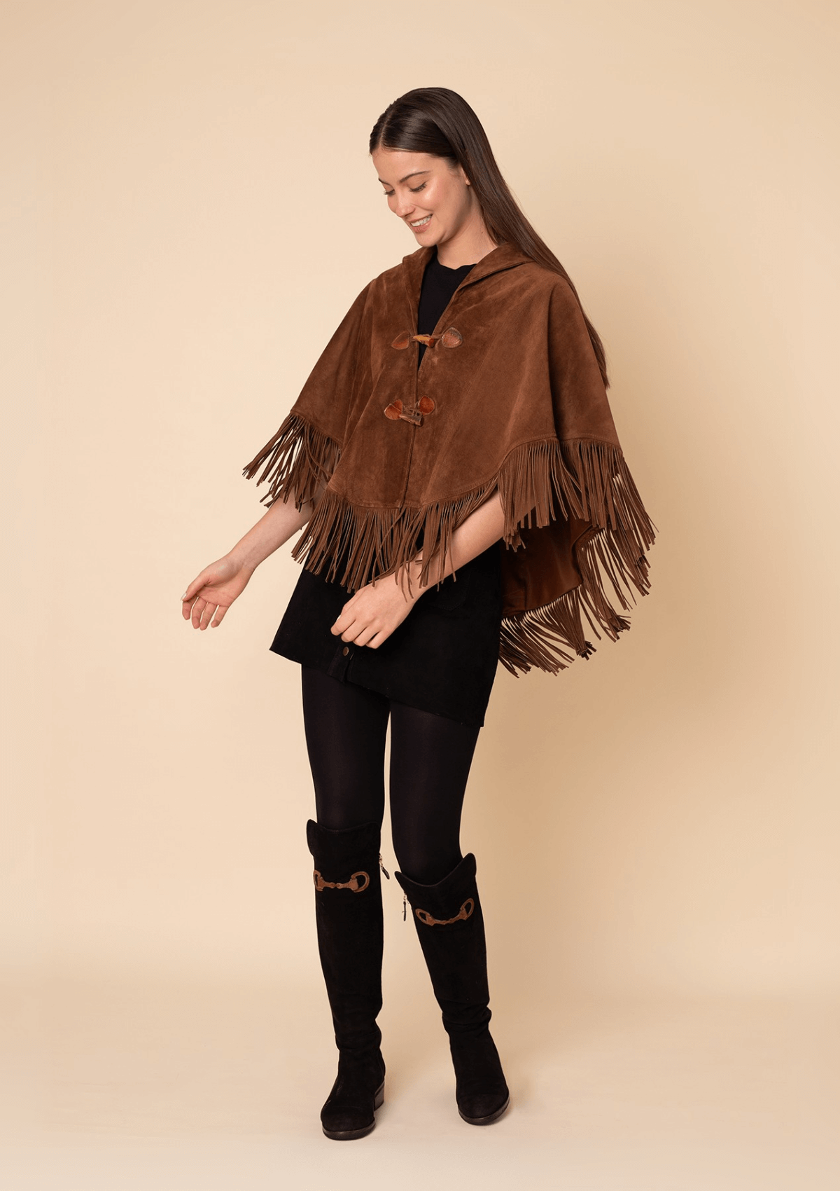 Poncho Pampa | Cuero Gamuza | Cognac