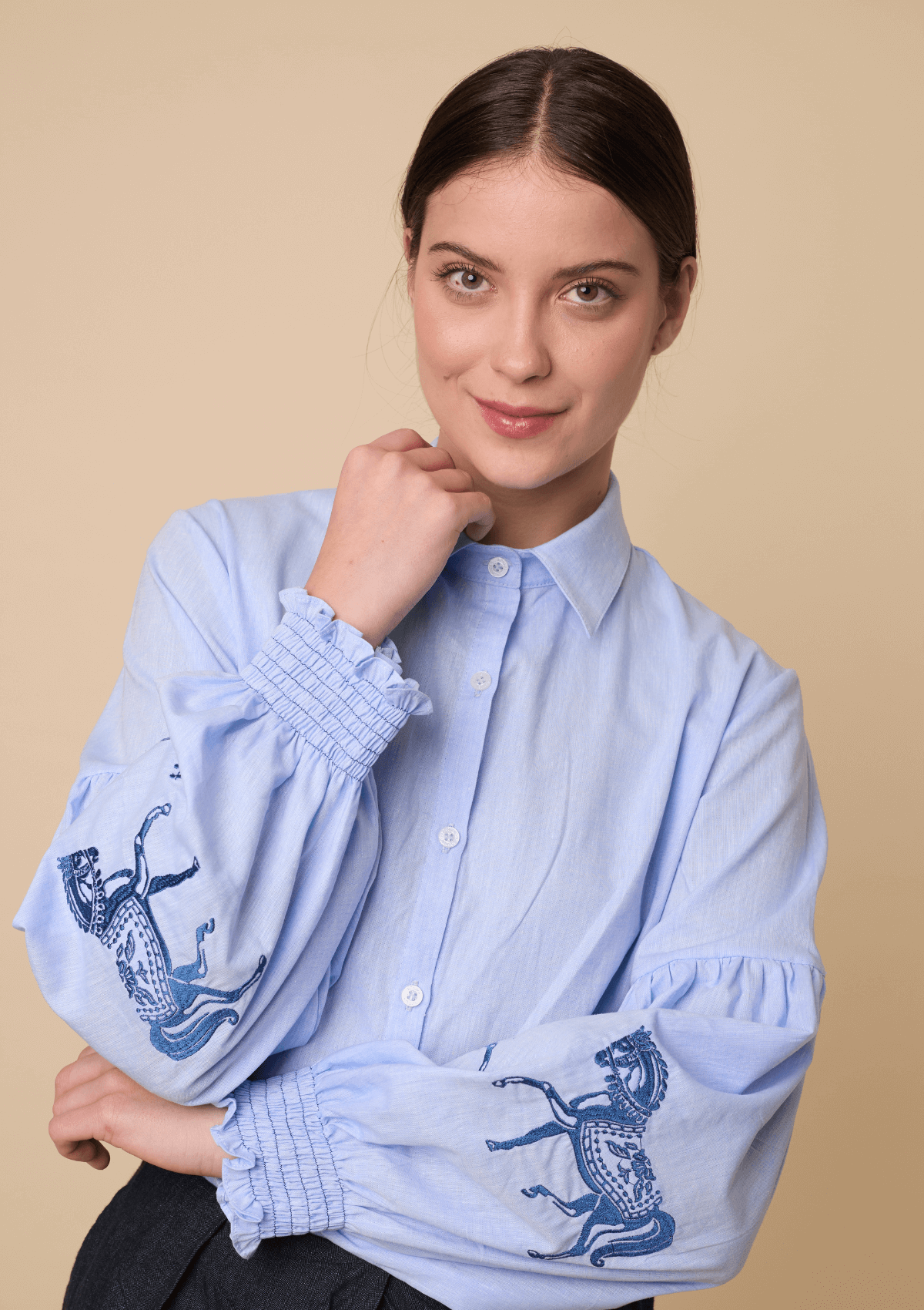Camisa Bordada Annie | Azul