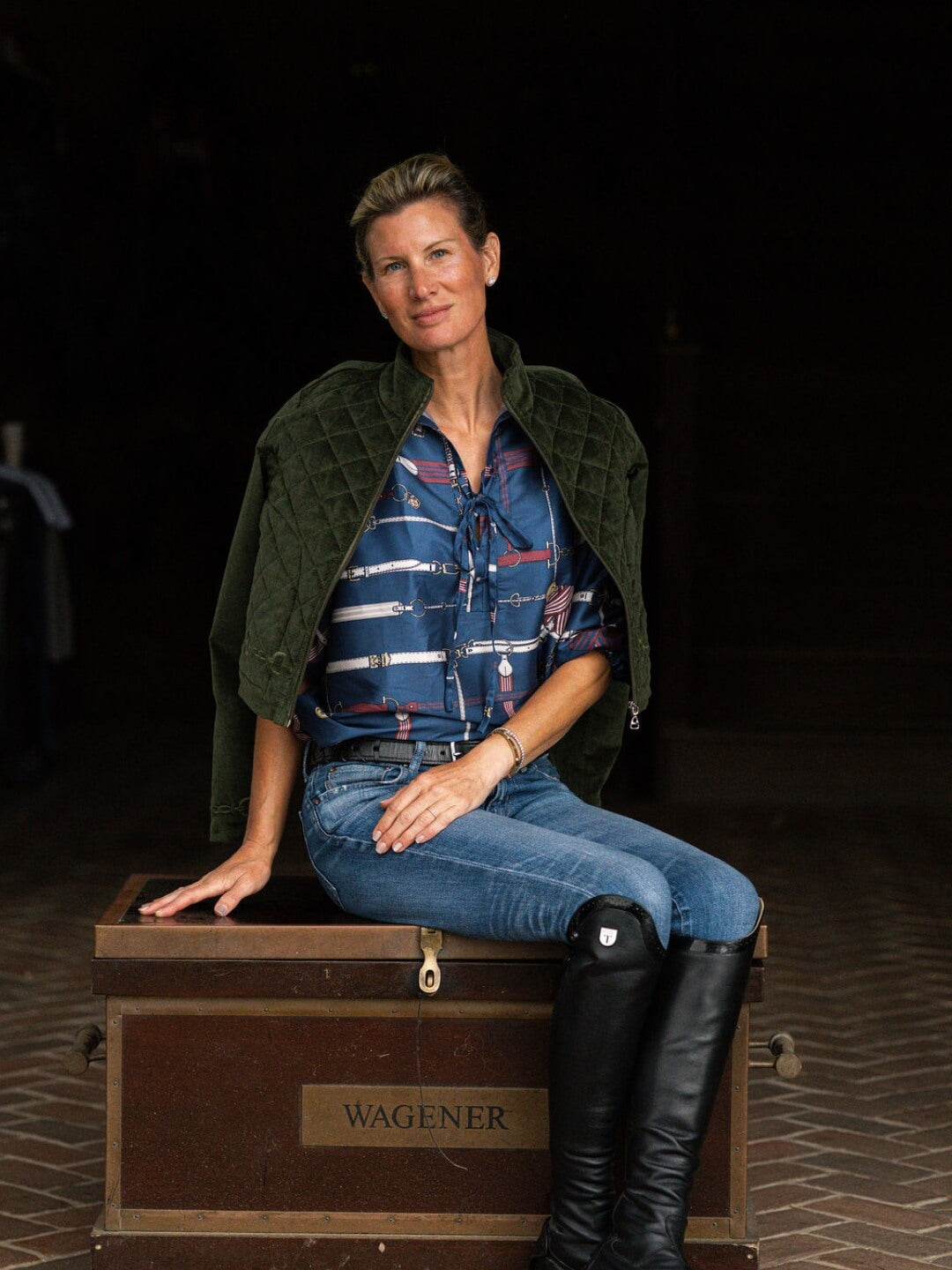 Blusa Viena | Estampado Jubilea | Azul Marino