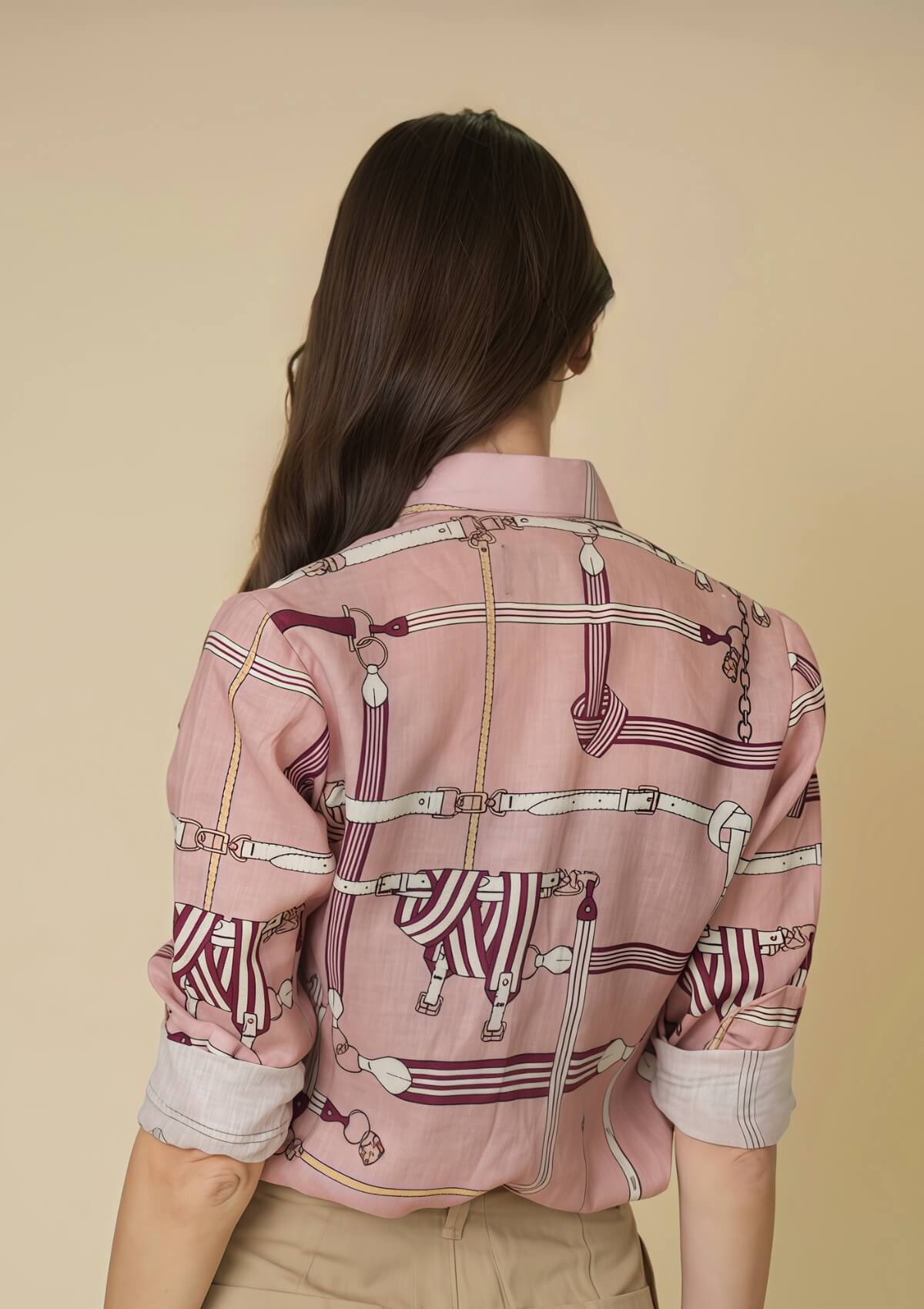 Camisa Básica de Lino | Estampado Jubilea | Rosa Blush