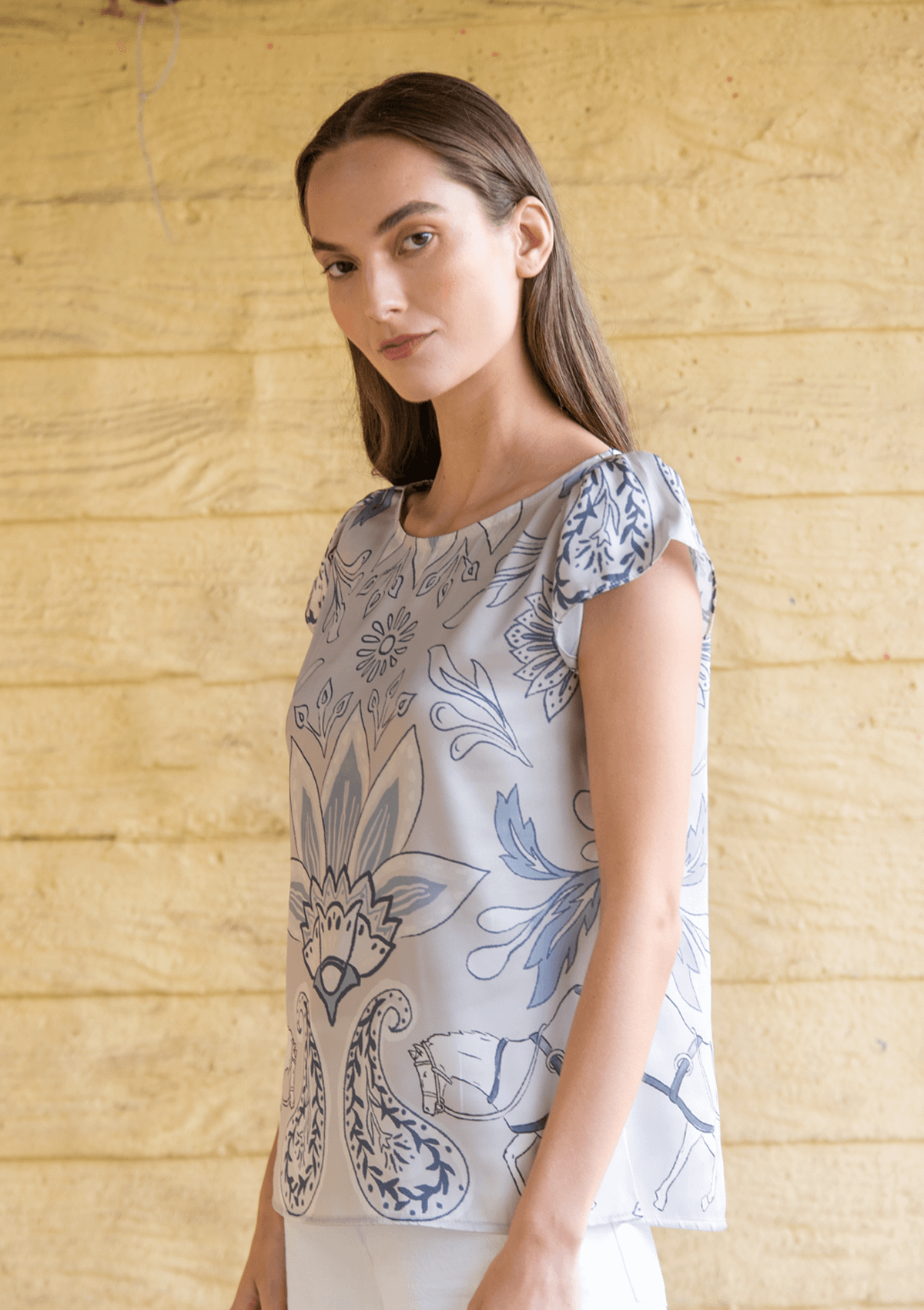 Blusa Galatea | Estampado Lilyrose | Acero