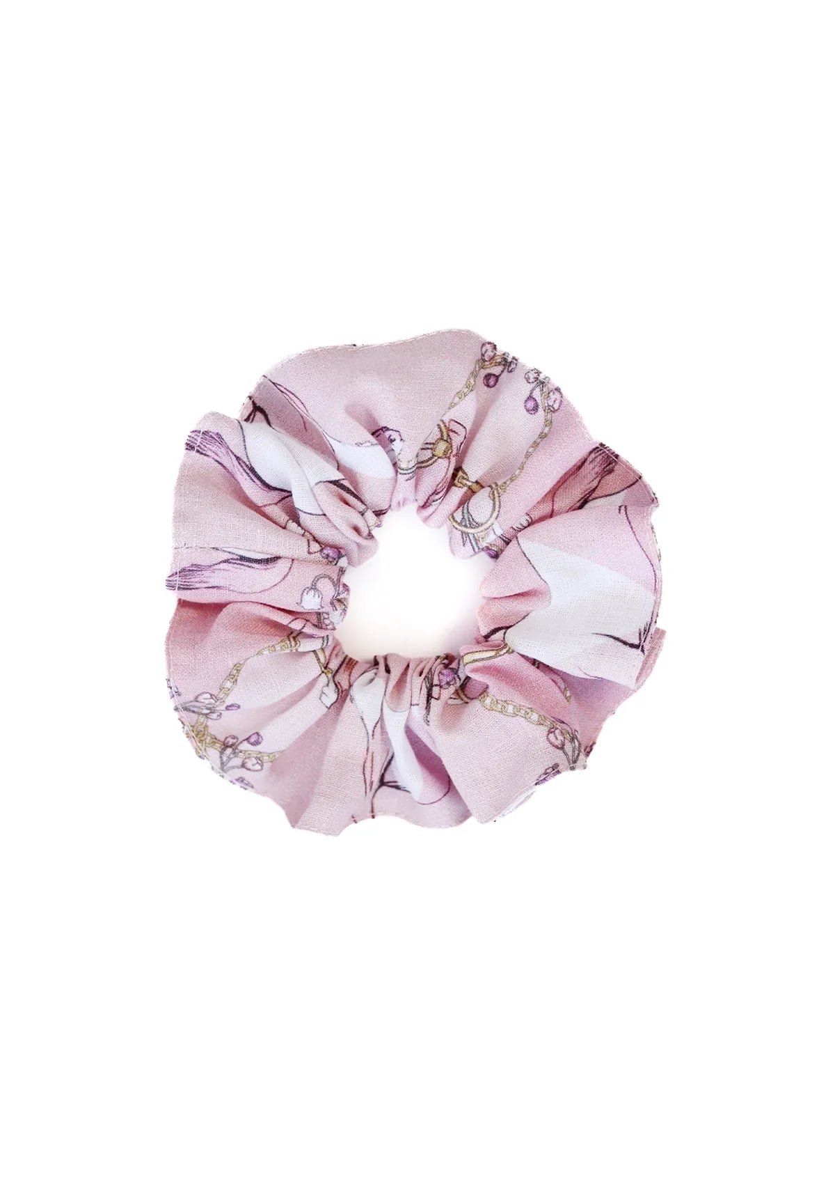 Scrunchie de Lino | Geo Horse Print | Rosa
