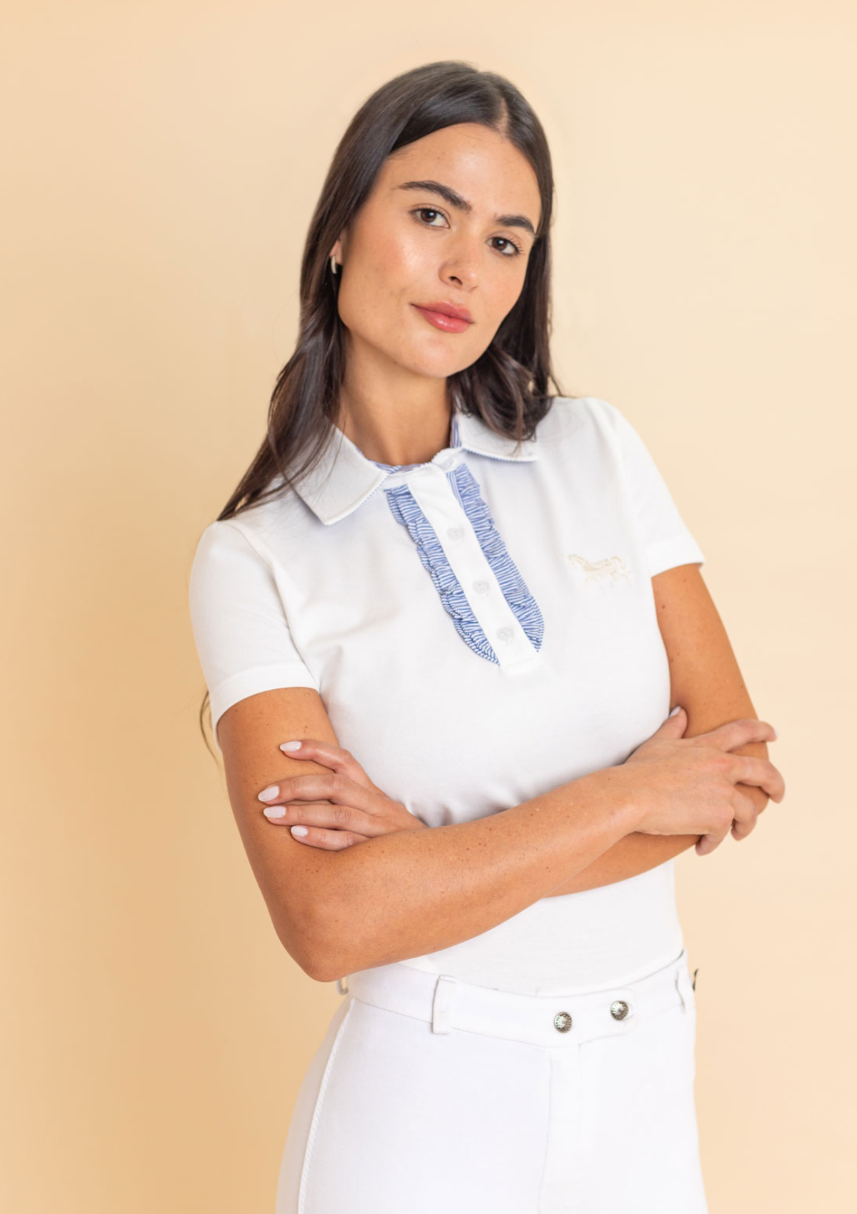 Polo Prairi | Manga Corta | Blanca con Rayas