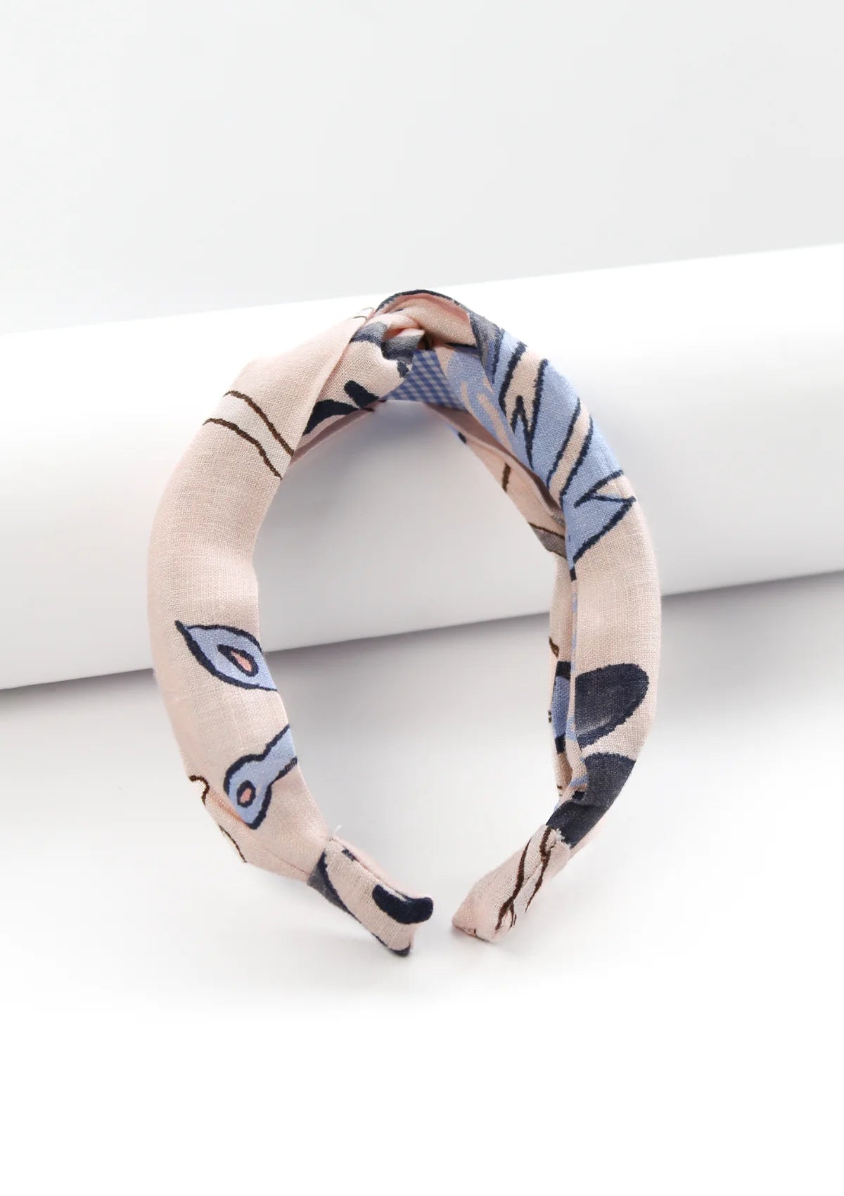 Diadema Estampada de Lino Trenzada | Lilyrose Print | Rosa
