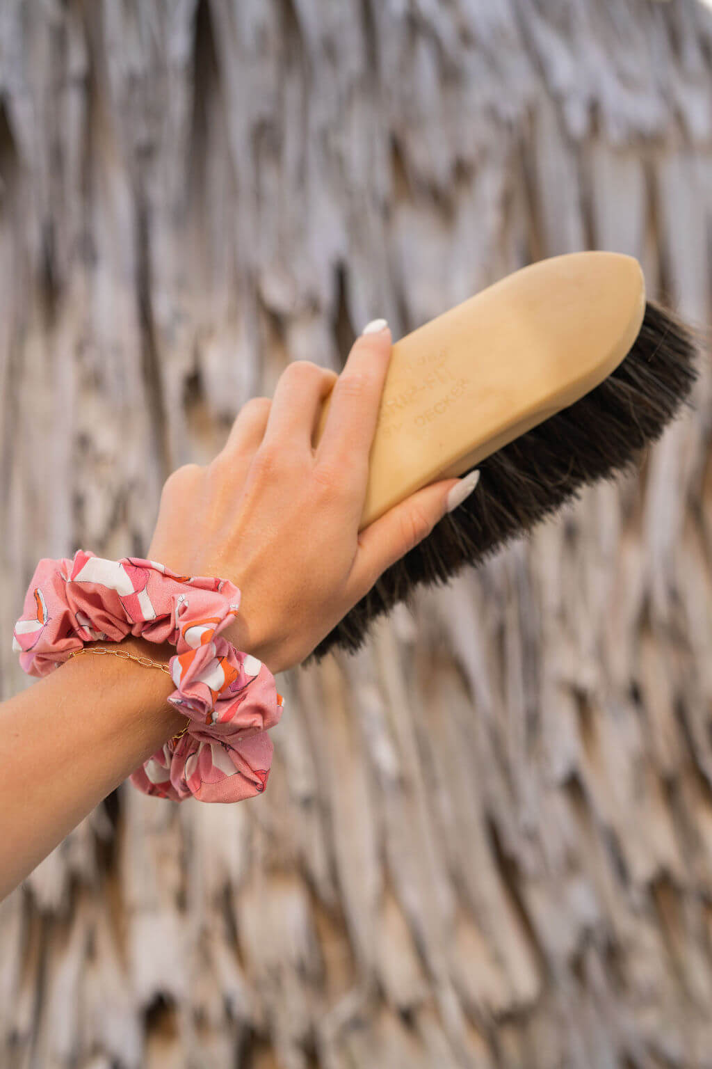 Scrunchie de Lino | Geo Horse Print | Mandarina