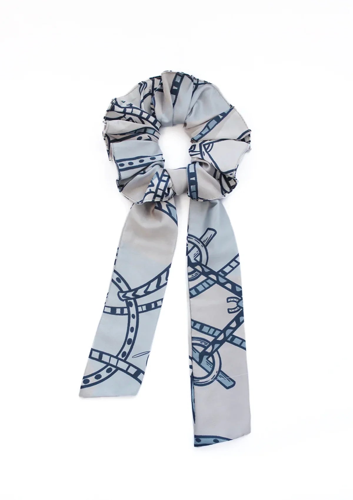 Scrunchie con Lazo | Saddlery Print | Azul Cielo