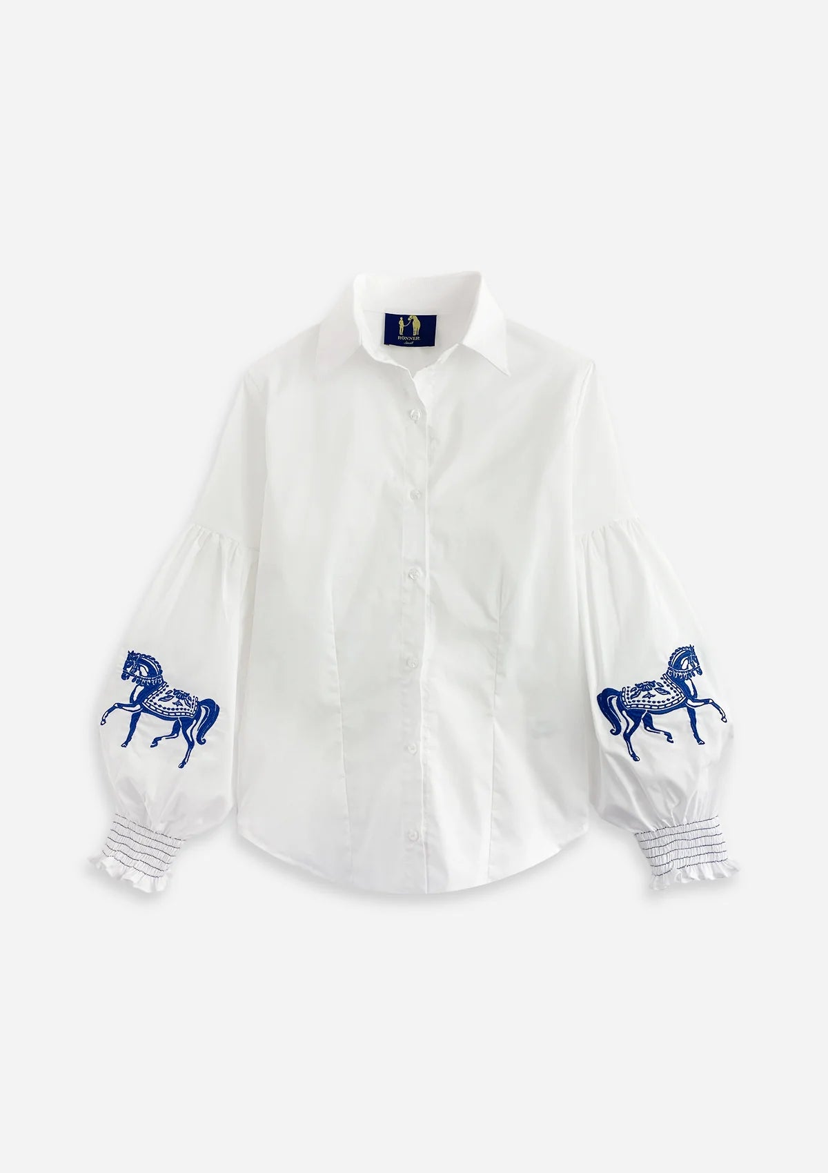 Camisa Annie Bordada | Blanca & Azul