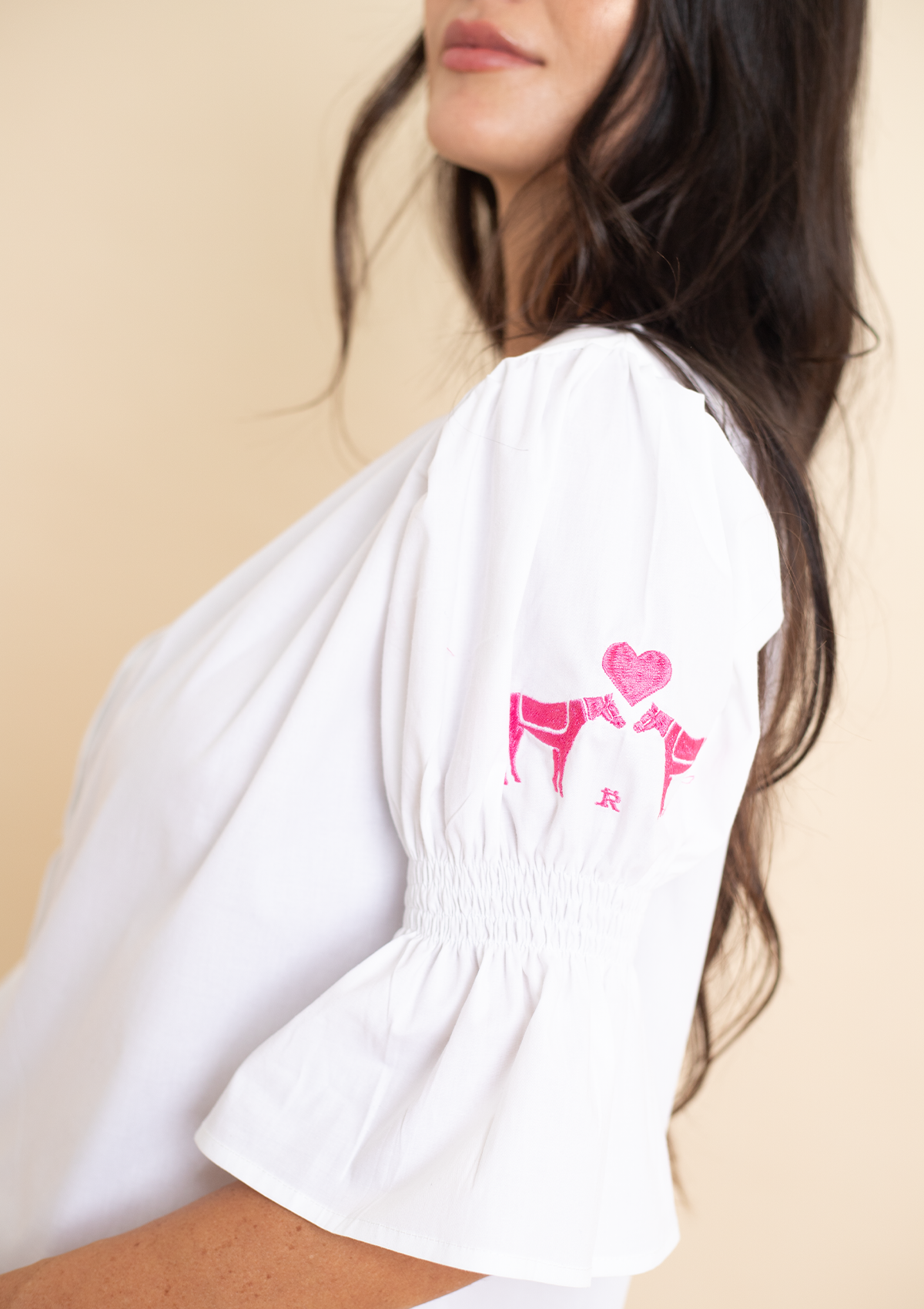 Camisa Anna Bordada | Blanco & Rosa