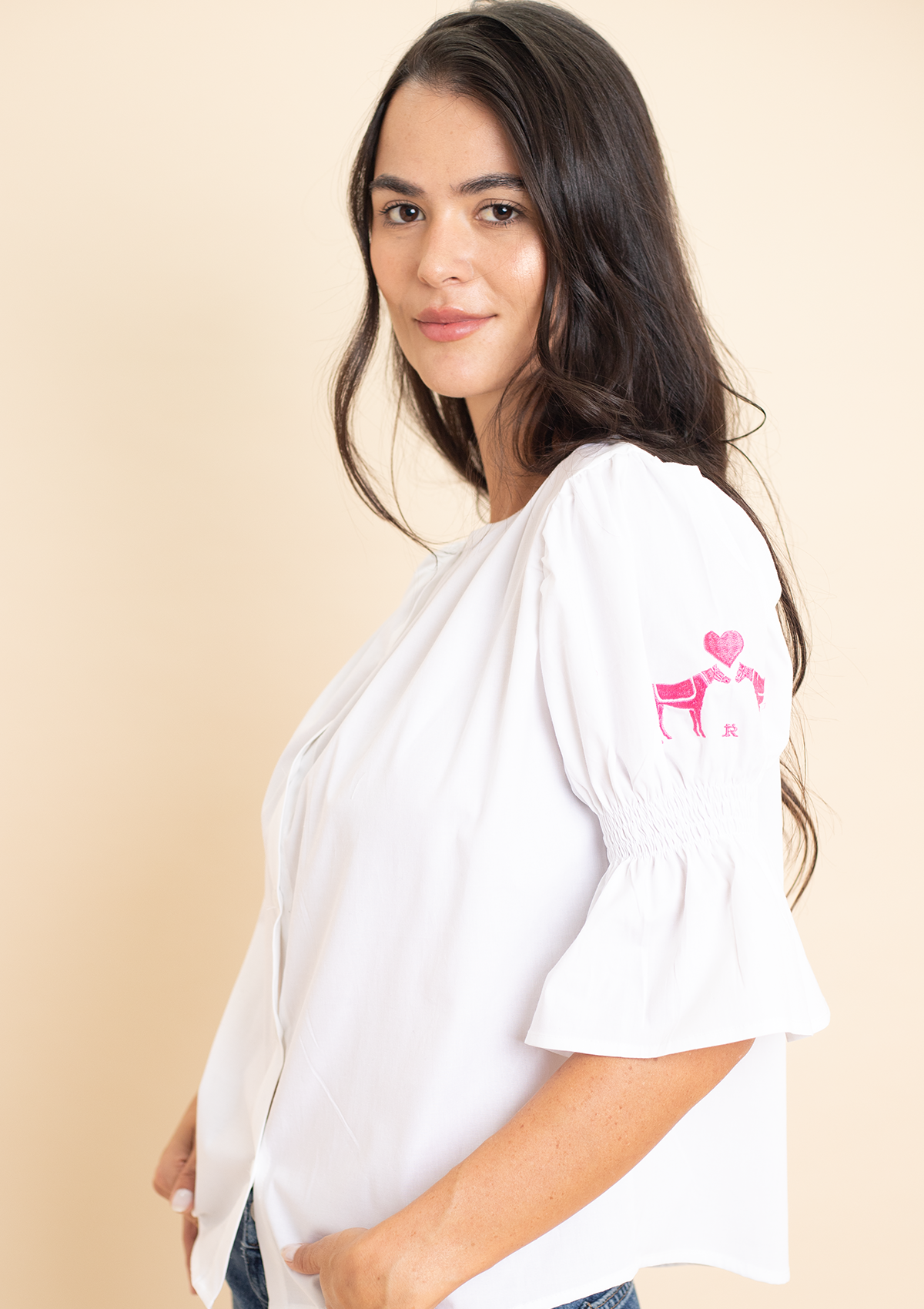 Camisa Anna Bordada | Blanco & Rosa