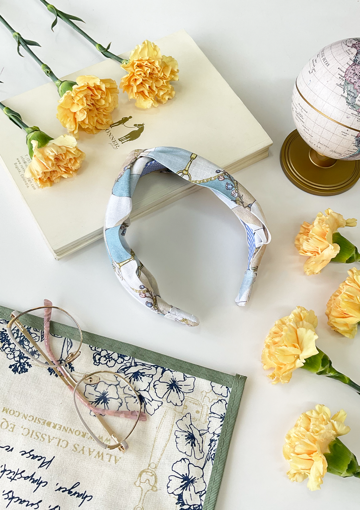 Printed Linen Knotted Headband | Geo Horses - Rönner