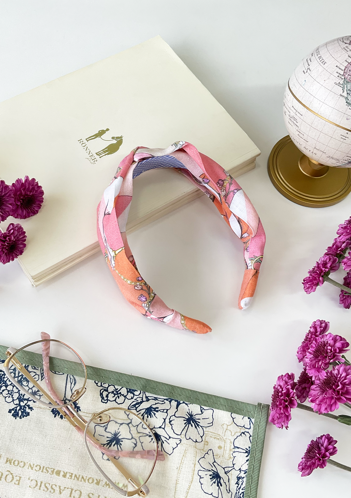 Printed Linen Knotted Headband | Geo Horses - Rönner