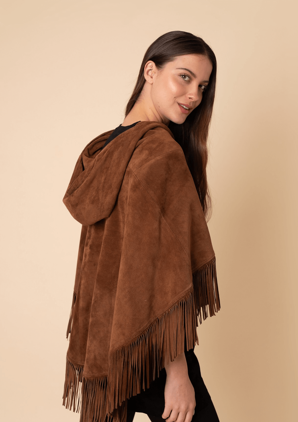 Poncho Pampa | Cuero Gamuza | Cognac