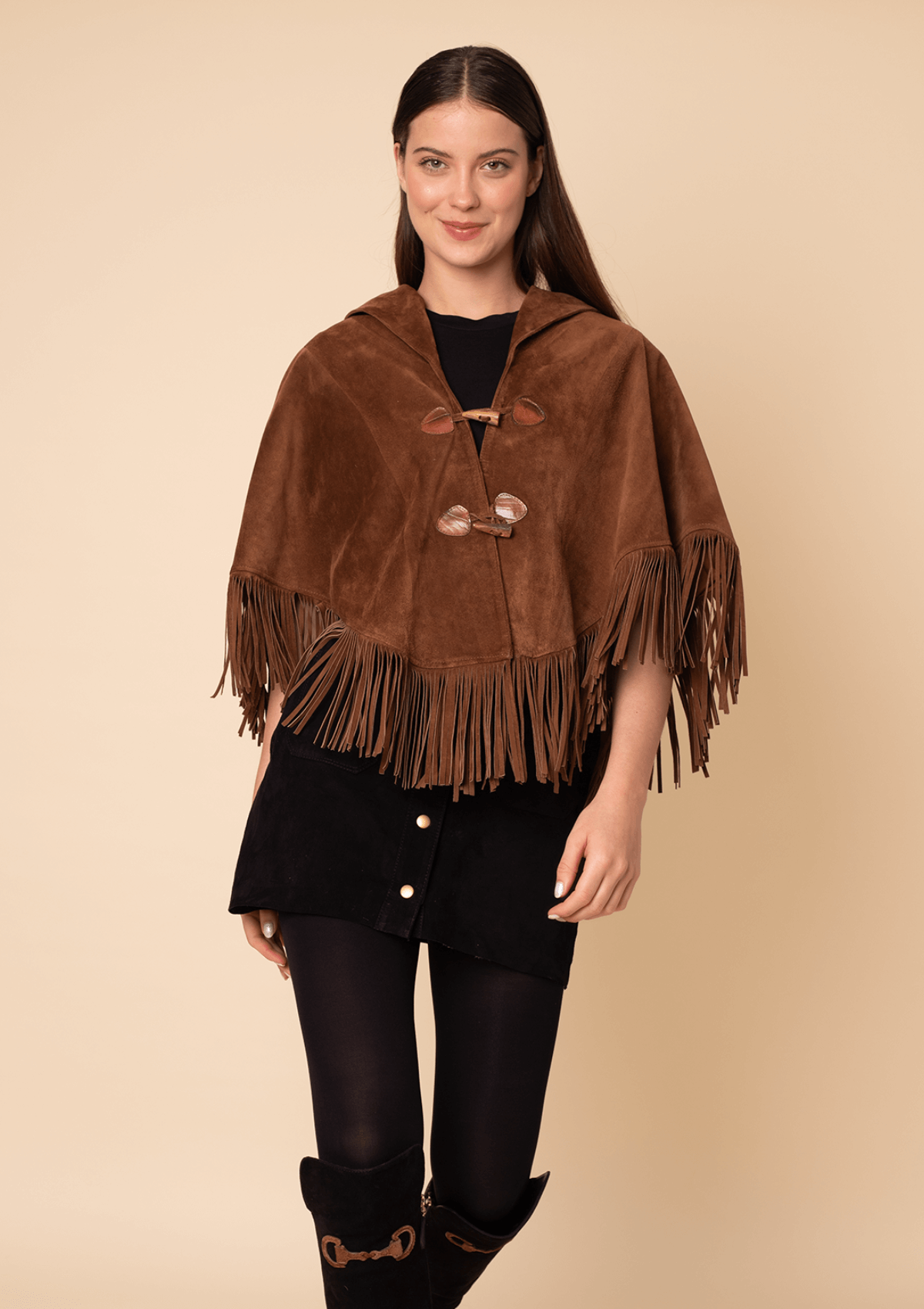 Poncho Pampa | Cuero Gamuza | Cognac