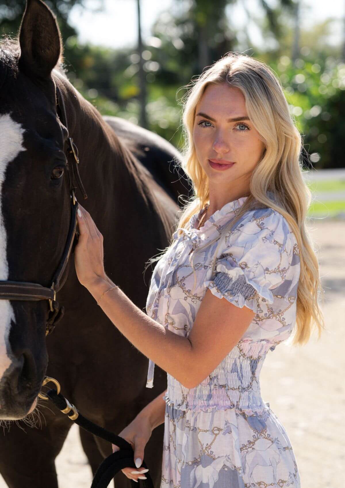 Vestido de Lino Amelie Largo | Estampado Geo Horses | Pastel