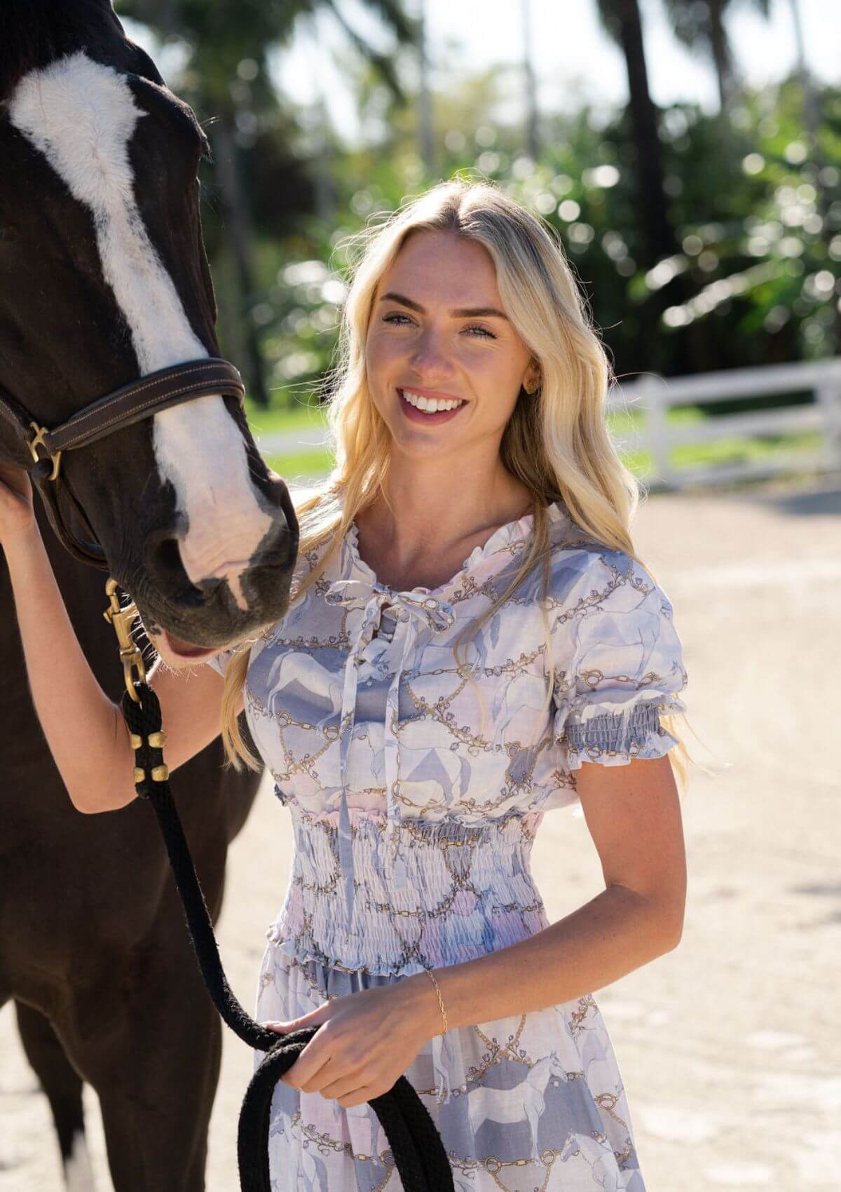 Vestido de Lino Amelie Largo | Estampado Geo Horses | Pastel