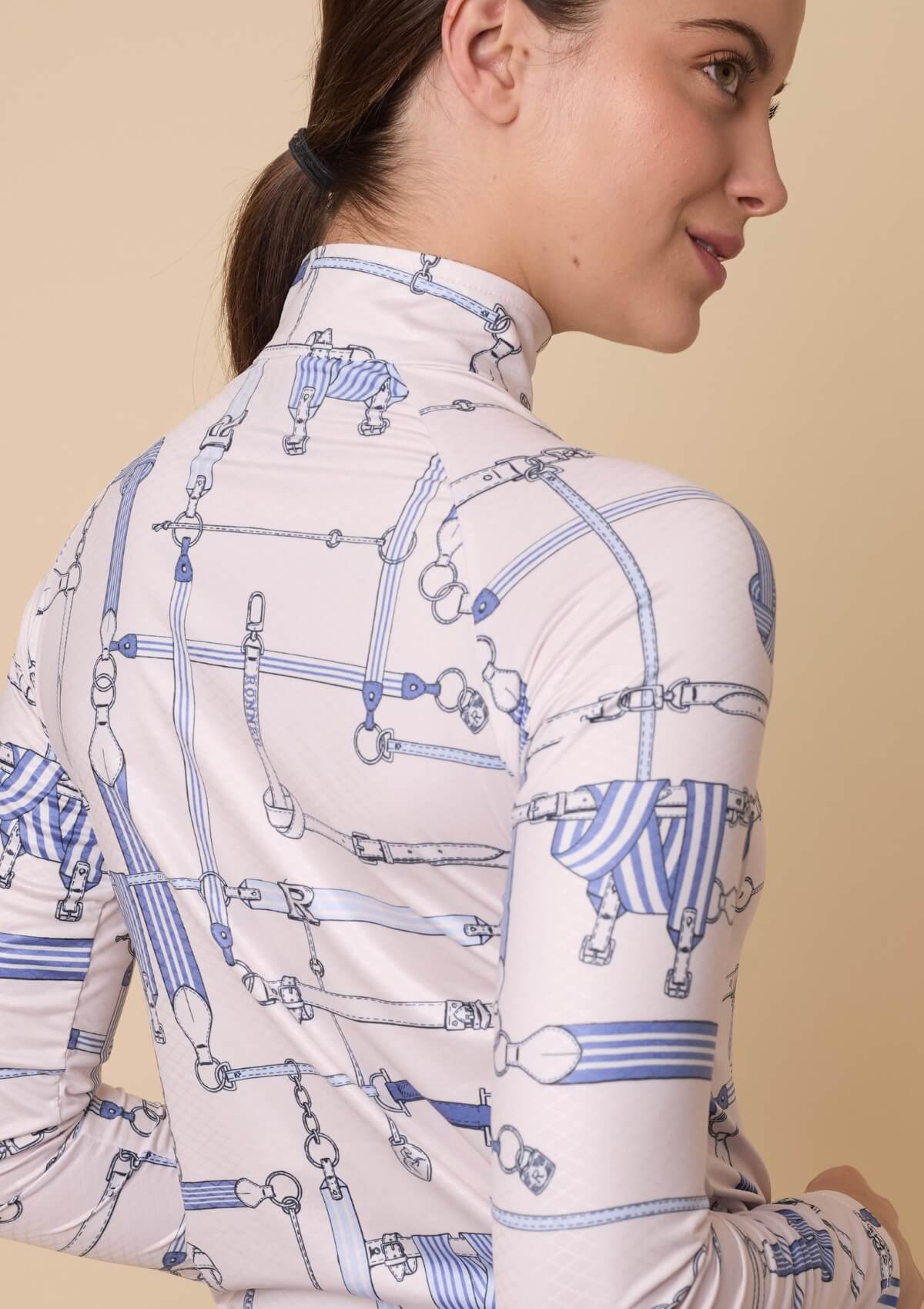 Bliss Q-Zip Extra Ligero | Manga Larga | Estampado Jubilea | Azul Rivera