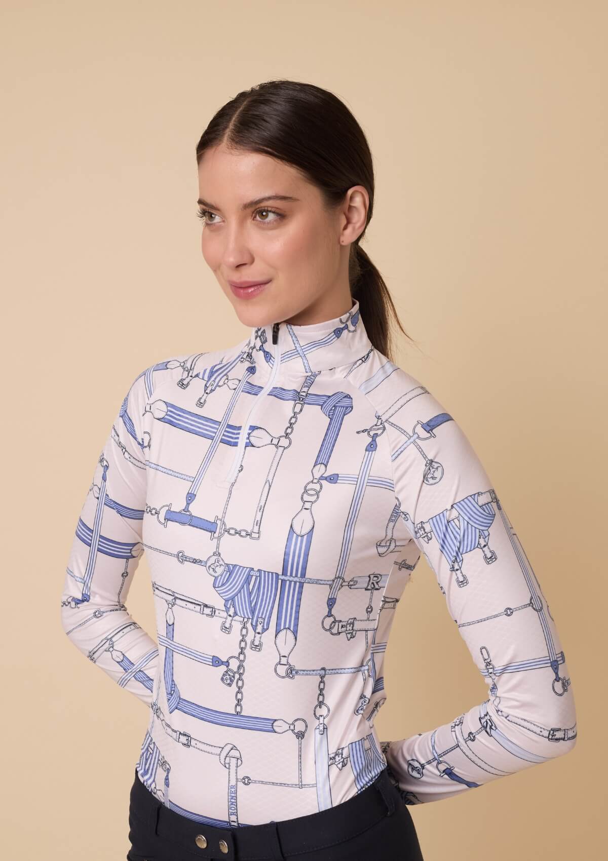 Bliss Q-Zip Extra Ligero | Manga Larga | Estampado Jubilea | Azul Rivera