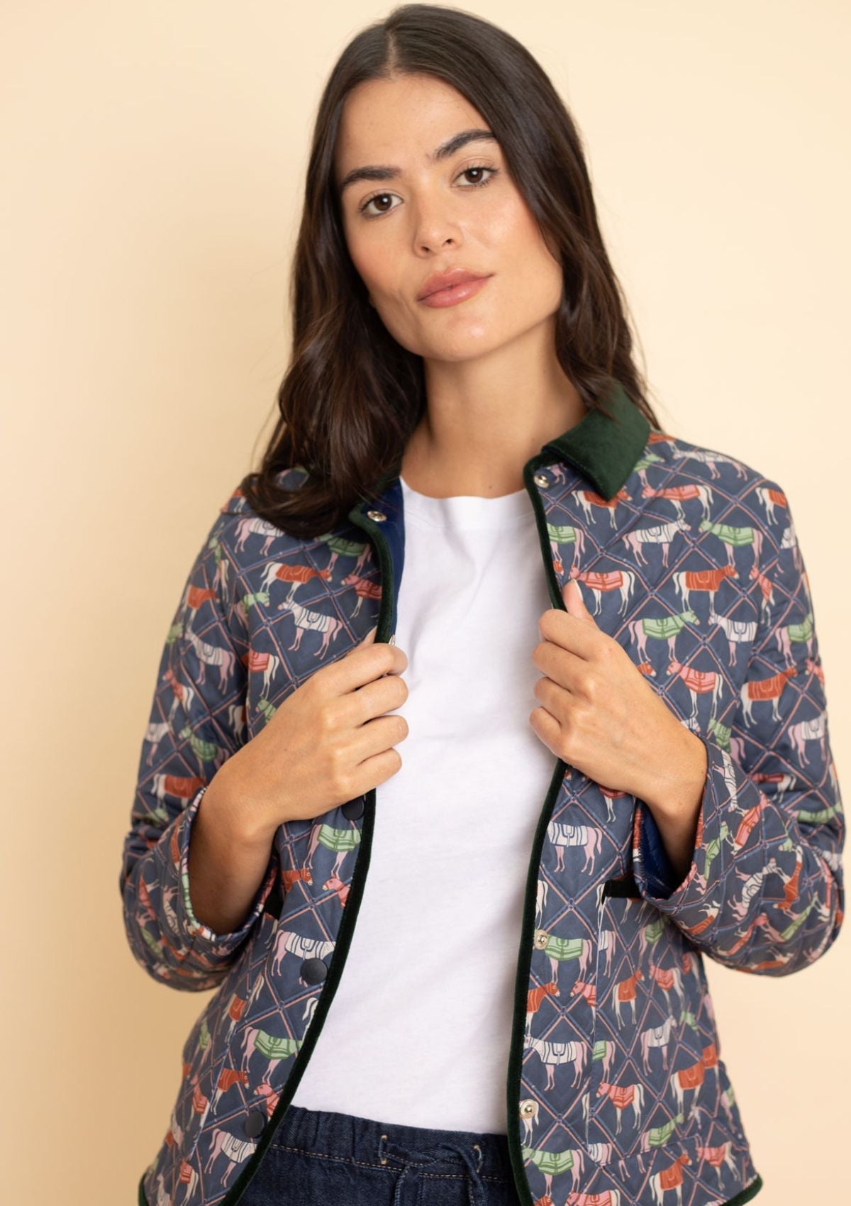 Chaqueta Barn Acolchada | Estampado Victory | Azul Marino