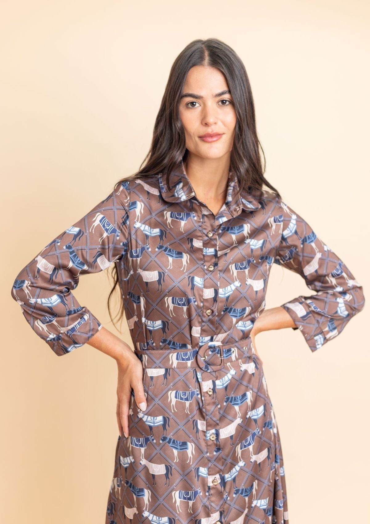 Túnica-Vestido Charlotte – Victory Print – Chocolate