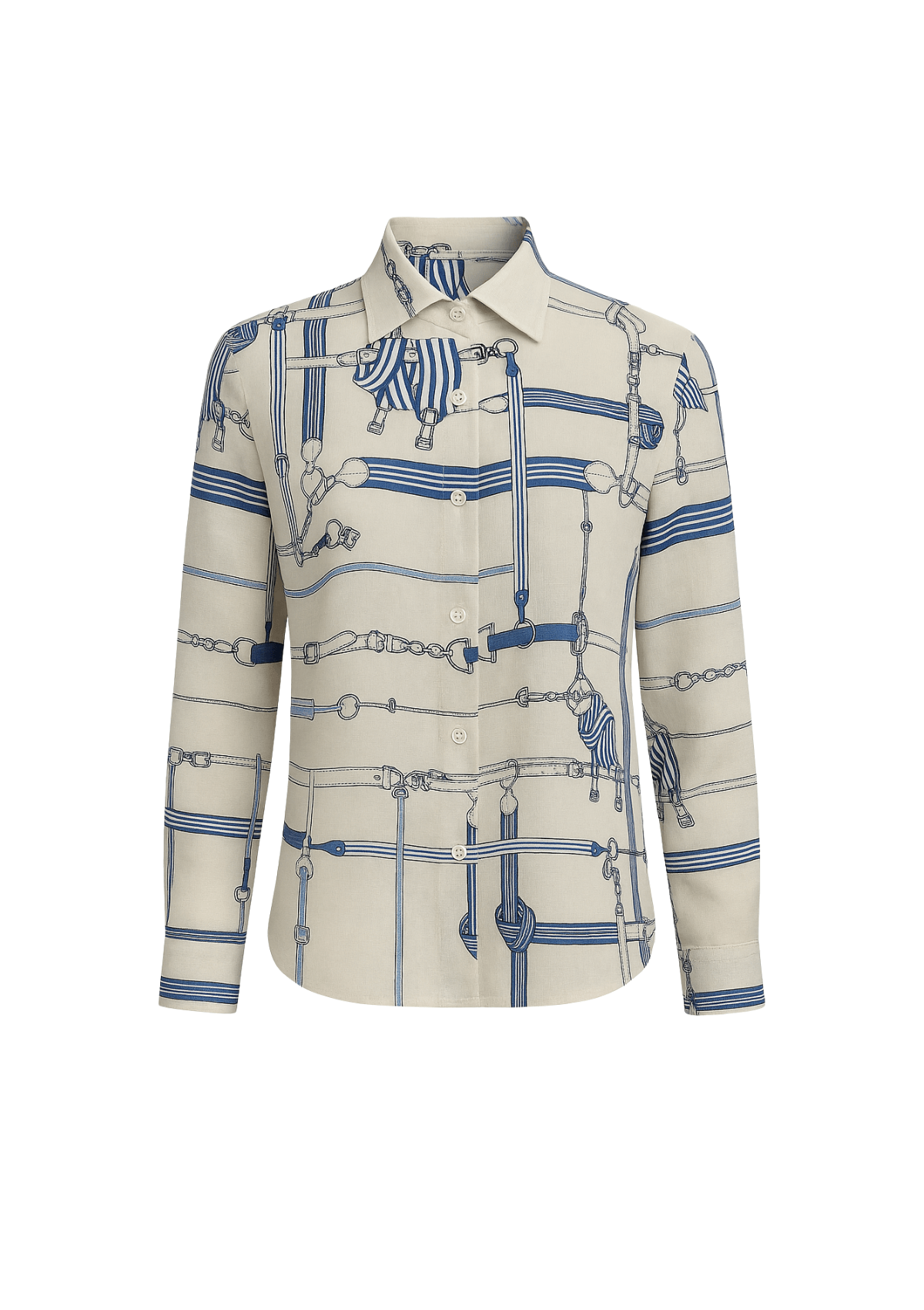 Camisa Básica de Lino | Estampado Jubilea | Azul Rivera