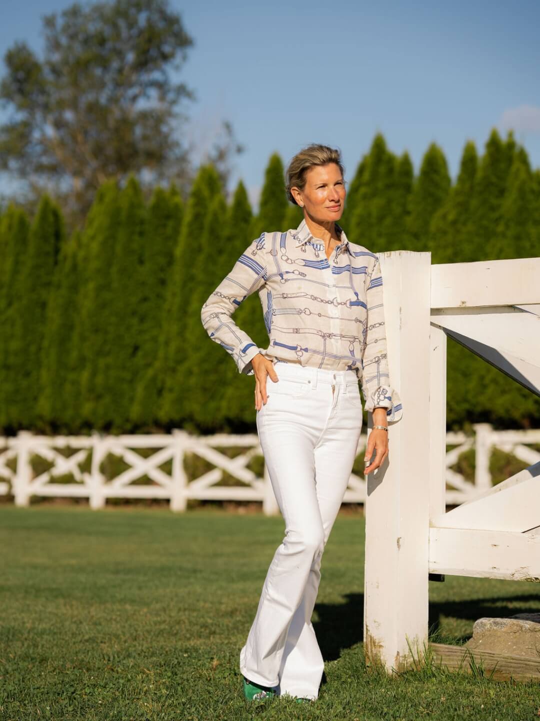 Camisa Básica de Lino | Estampado Jubilea | Azul Rivera