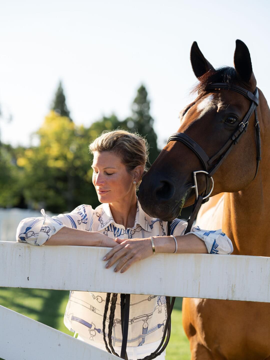 Camisa Básica de Lino | Estampado Jubilea | Azul Rivera