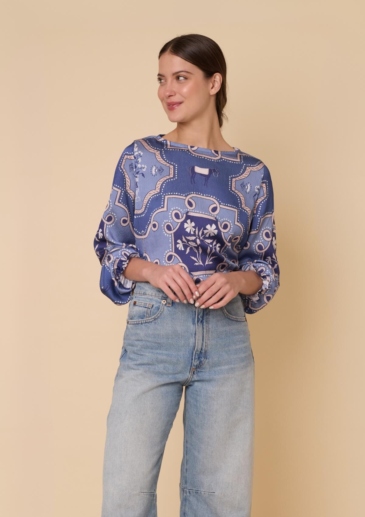 Blusa Caravelle | Veranda Print | Azul