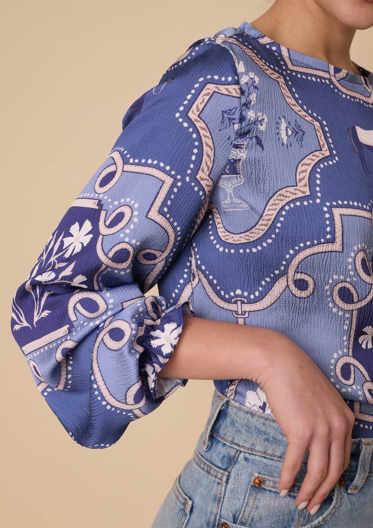 Blusa Caravelle | Veranda Print | Azul