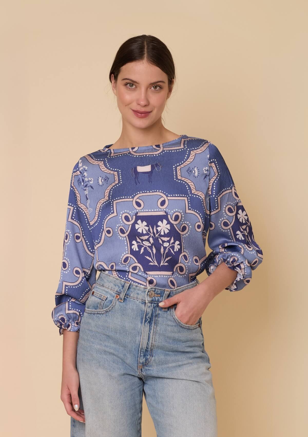 Blusa Caravelle | Veranda Print | Azul