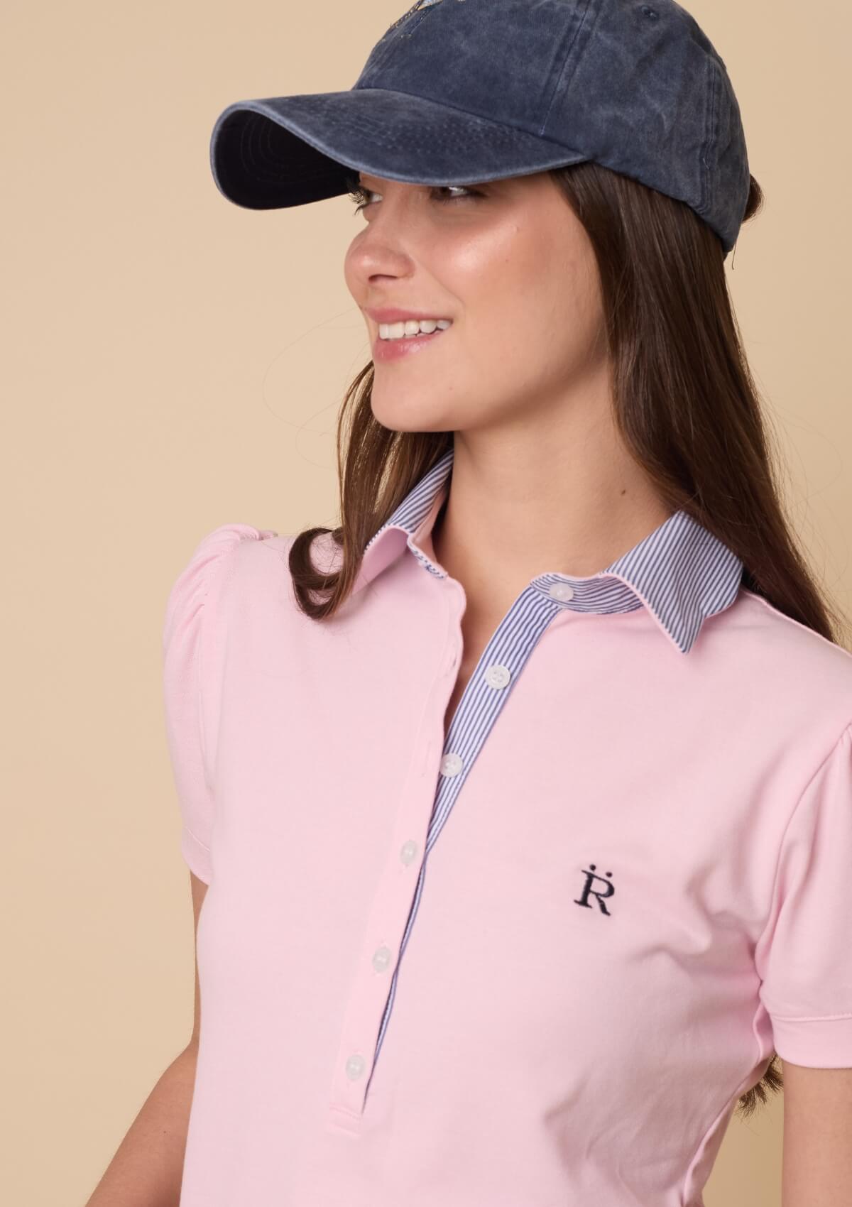 Polo Acasia | Manga Corta | Rosa con Azul y Rayas Blancas