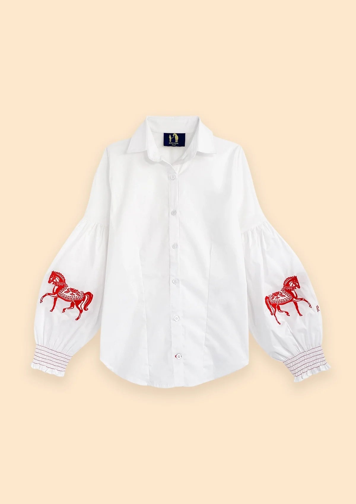 Camisa Annie Bordada | Blanco & Rojo