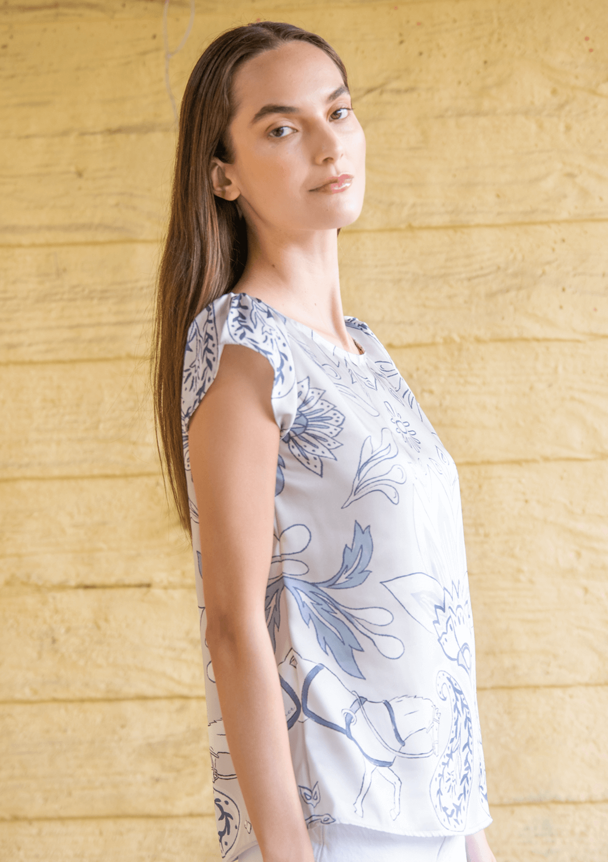 Blusa Galatea | Estampado Lilyrose | Acero