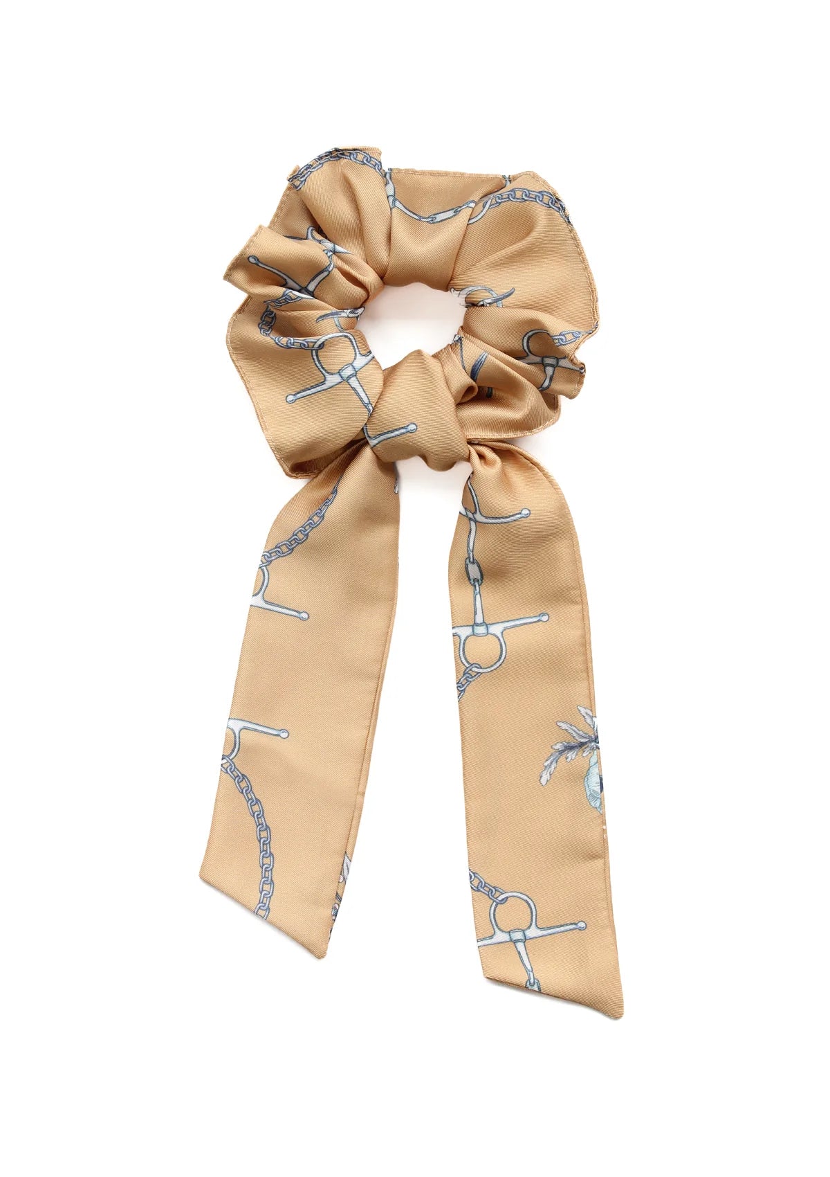 Scrunchie con Lazo | Fleurs Print | Mostaza