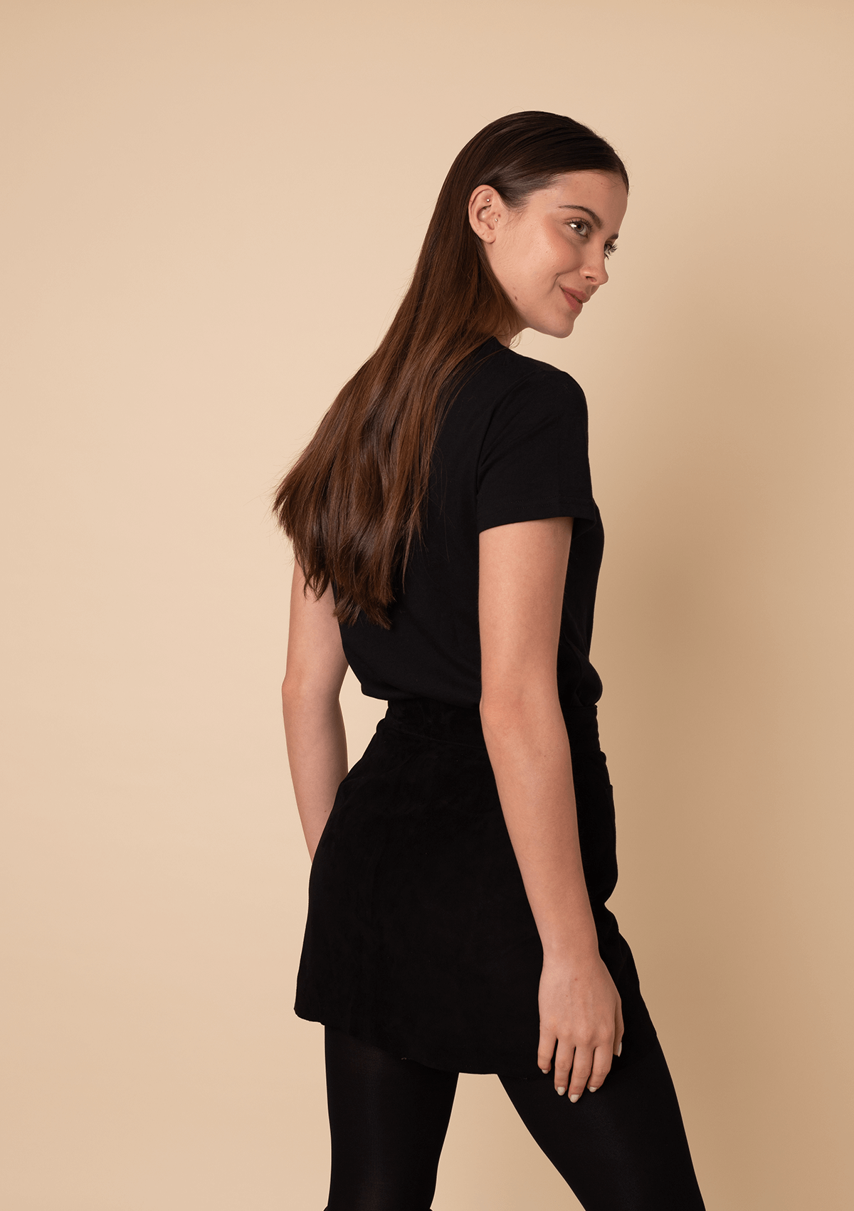 Falda Estancia en Gamuza | Negra