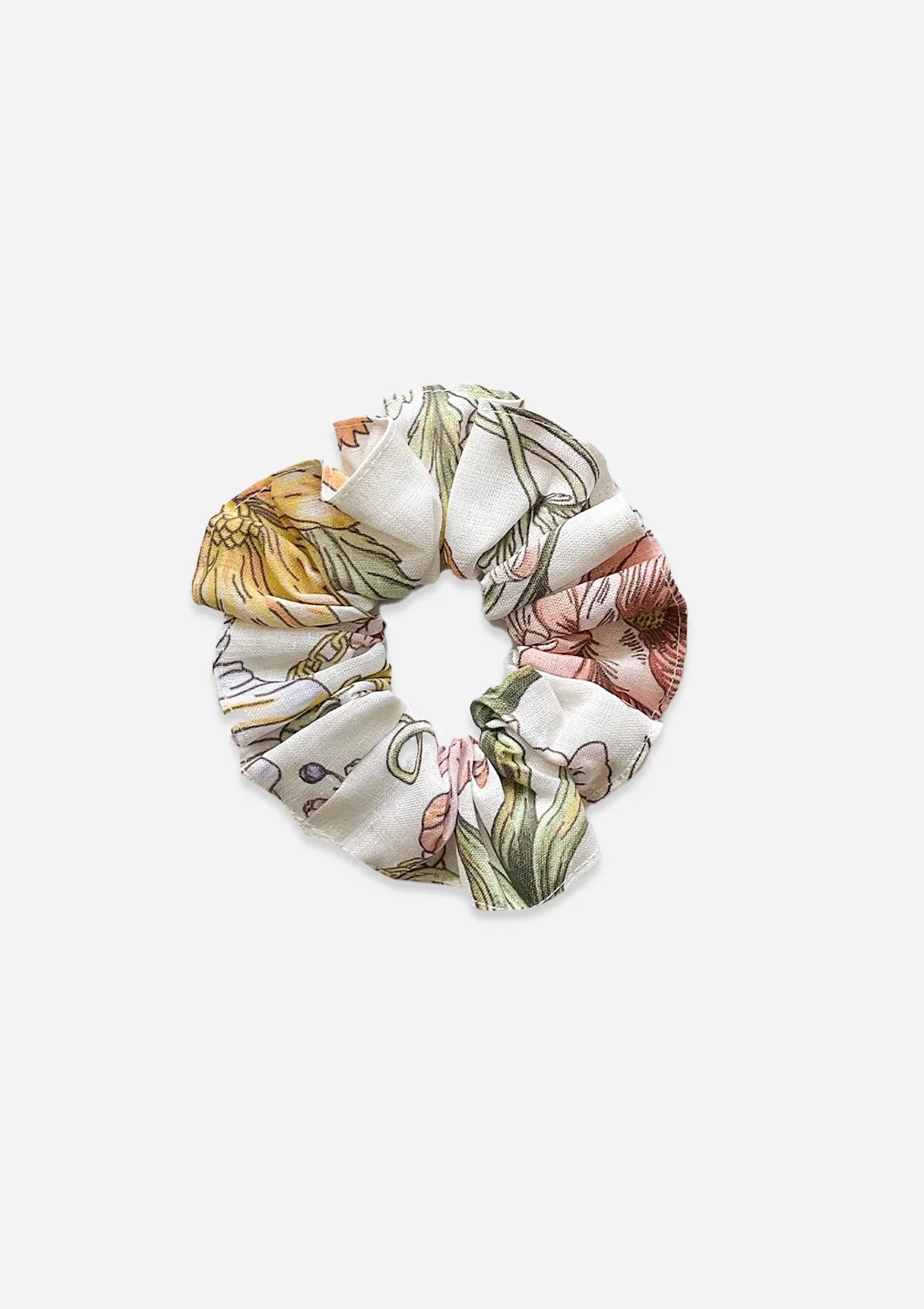 Linen Hair Scrunchie | Botany Print Cream - Rönner