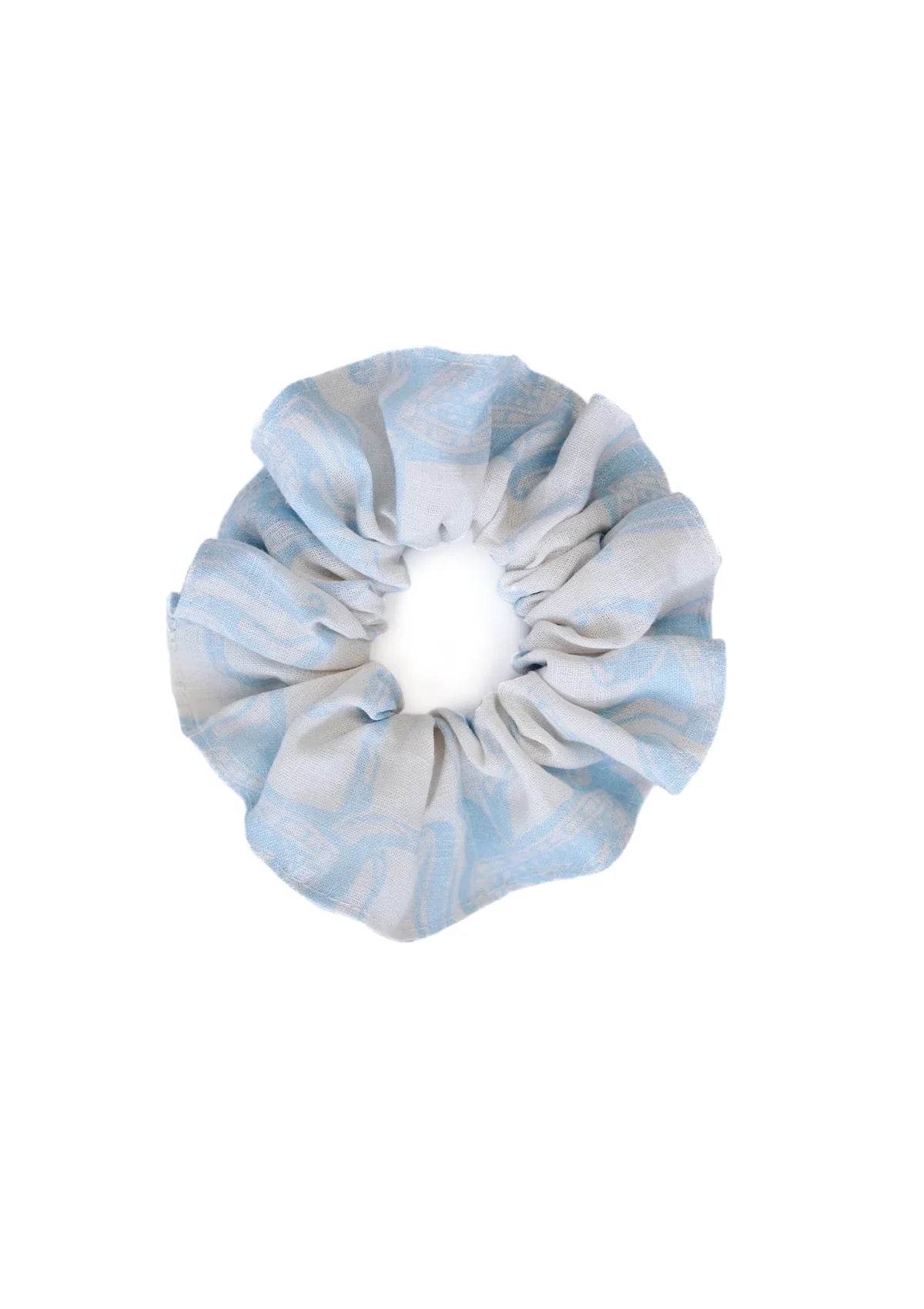 Scrunchie de Lino | Blossomare Print | Azul Claro
