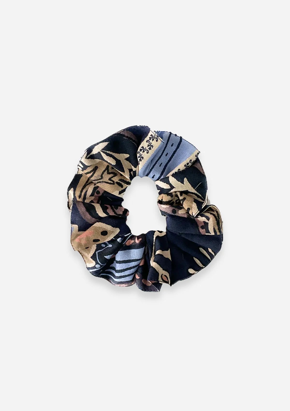 Linen Hair Scrunchie | Lilyrose Print | Navy - Rönner