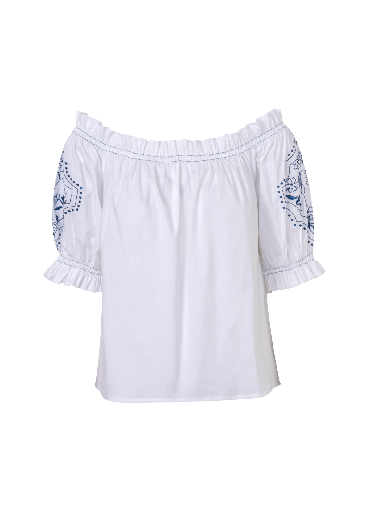Camisa Clarisse con hombros descubiertos y bordado | Blanca