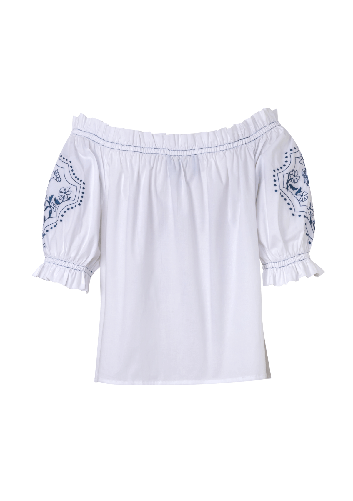 Camisa Clarisse con hombros descubiertos y bordado | Blanca
