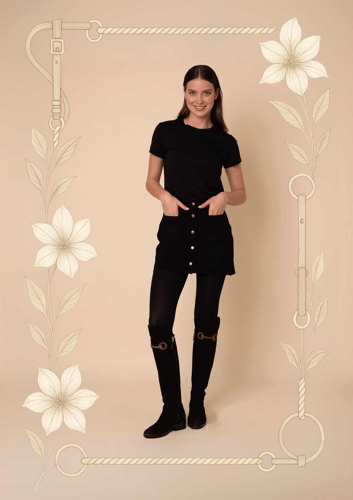 Falda Estancia en Gamuza | Negra