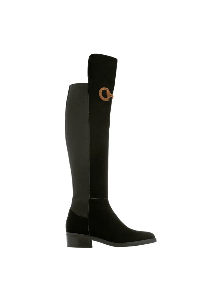 Botas negras gamuza con detalle en gamuza cafe