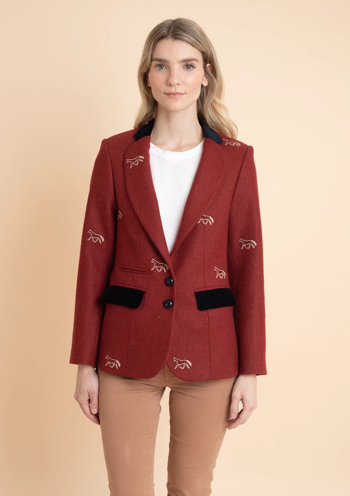 Blazer Bordado Cavaletti | Lana Italiana | Burgundy