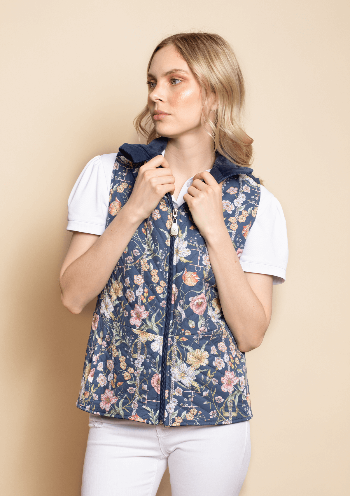 Chaleco Bordado | Estampado Botany | Azul