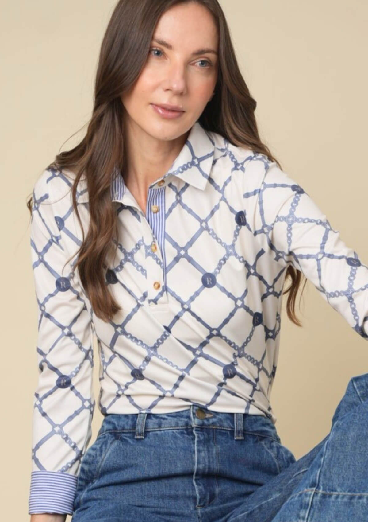 Polo Mulberry | Manga Larga | Estampado Beltina | Azul