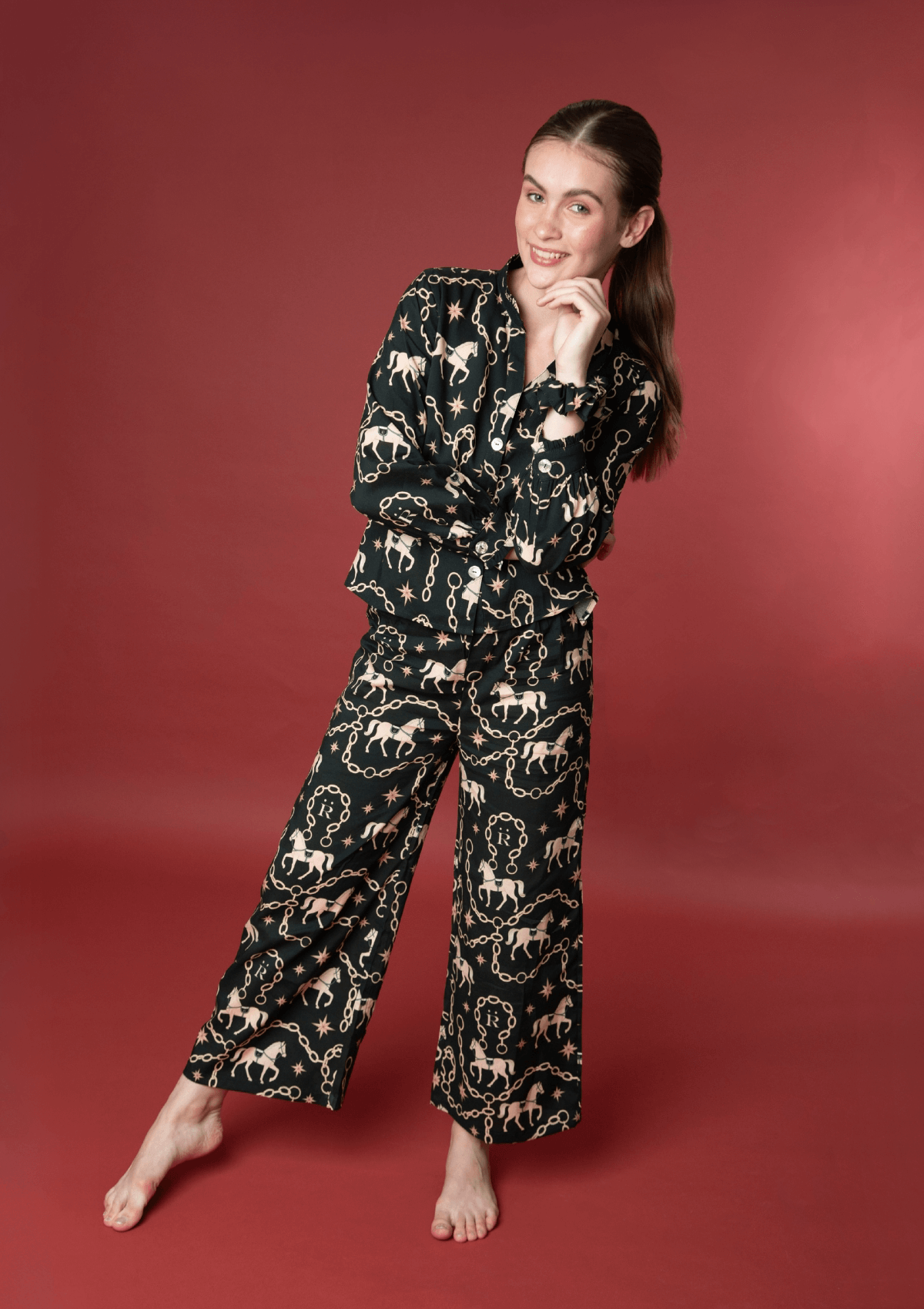 Pijama Celeste | Manga Larga | Estampado Magical Horse