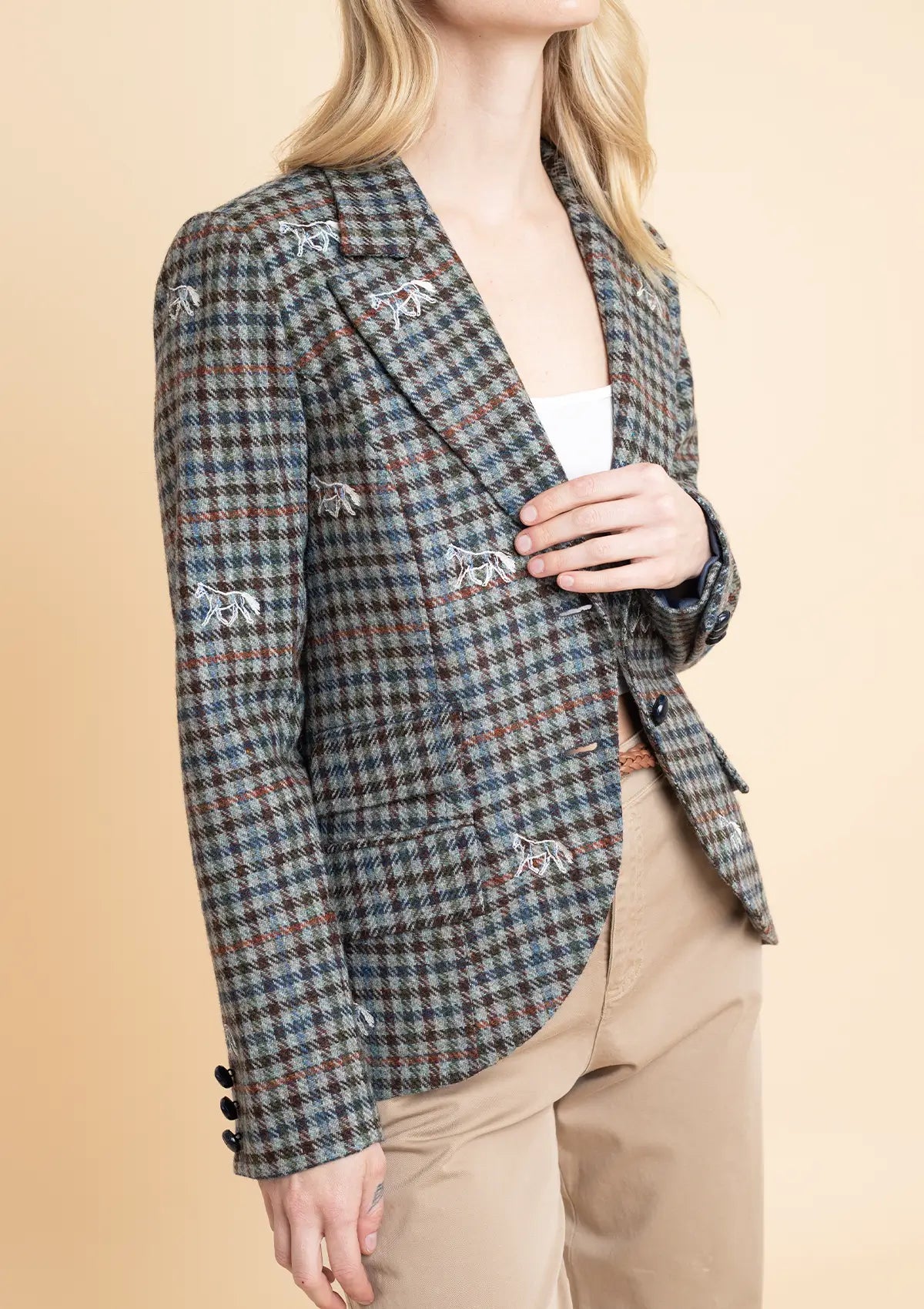 Blazer Bordado Scarlet | Lana Italiana | Gris