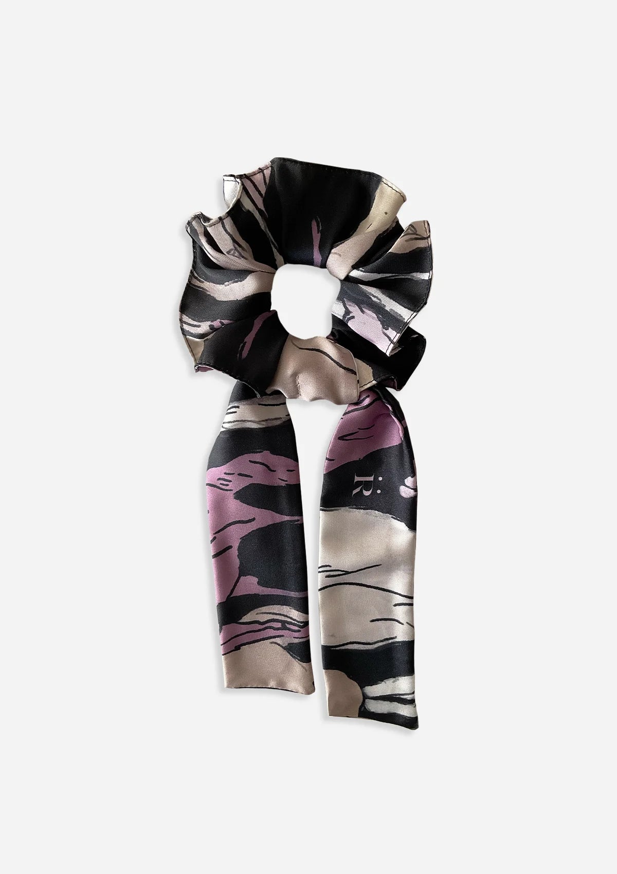 Scarf Hair Scrunchie Harmony Print | Black - Rönner